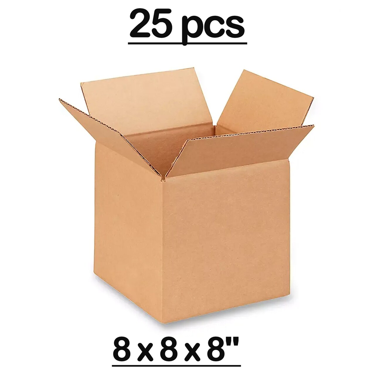 25 pcs Heavy Duty Corrugated Shipping Storage Box 8 x 8 x 8 inch